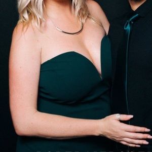 Hunter Green formal deep V mermaid cut dress